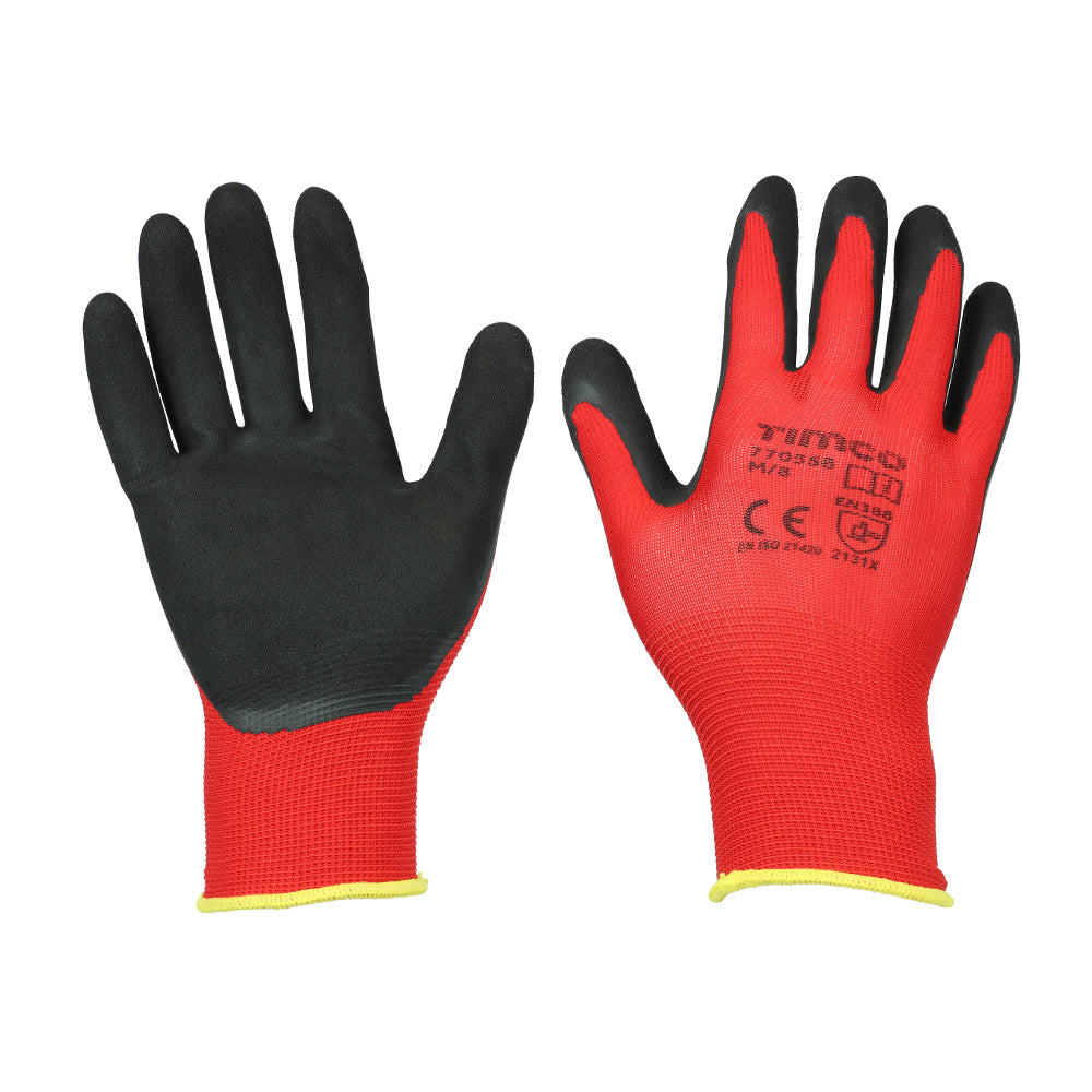 Toughlight Grip Gloves - Sandy Latex Coated Polyester - Medium - Backing Card of 1