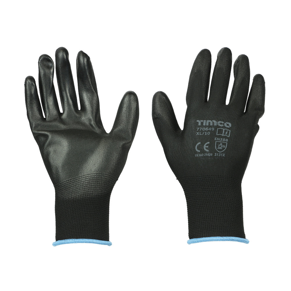 Durable Grip Gloves - PU Coated Polyester - X Large - Backing Card of 1