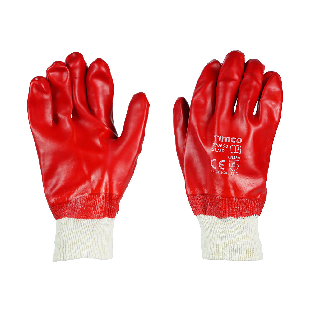 PVC Gloves - PVC Coated Cotton Interlock - X Large - Backing Card of 1