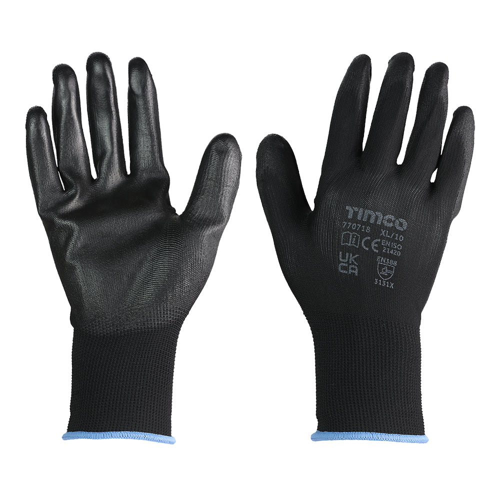 Durable Grip Gloves - PU Coated Polyester - Multi Pack - X Large - Bag of 12