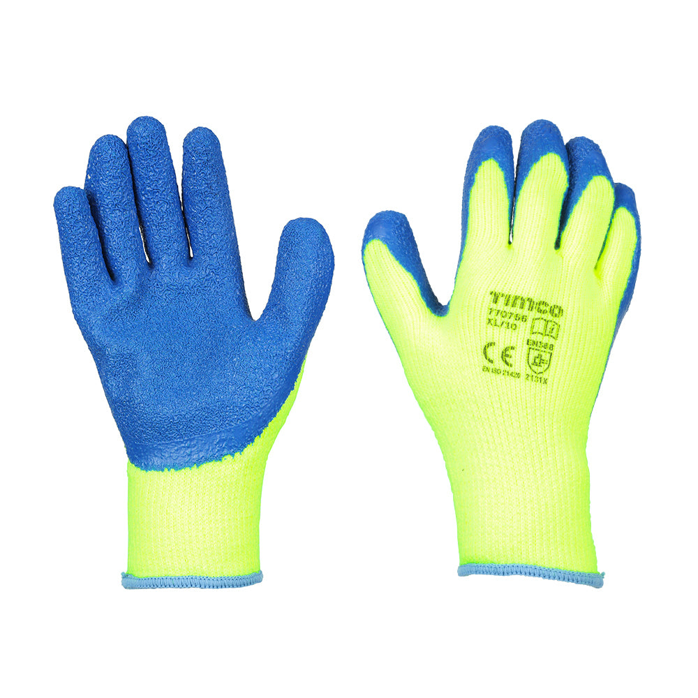 Warm Grip Gloves - Crinkle Latex Coated Polyester - X Large - Backing Card of 1