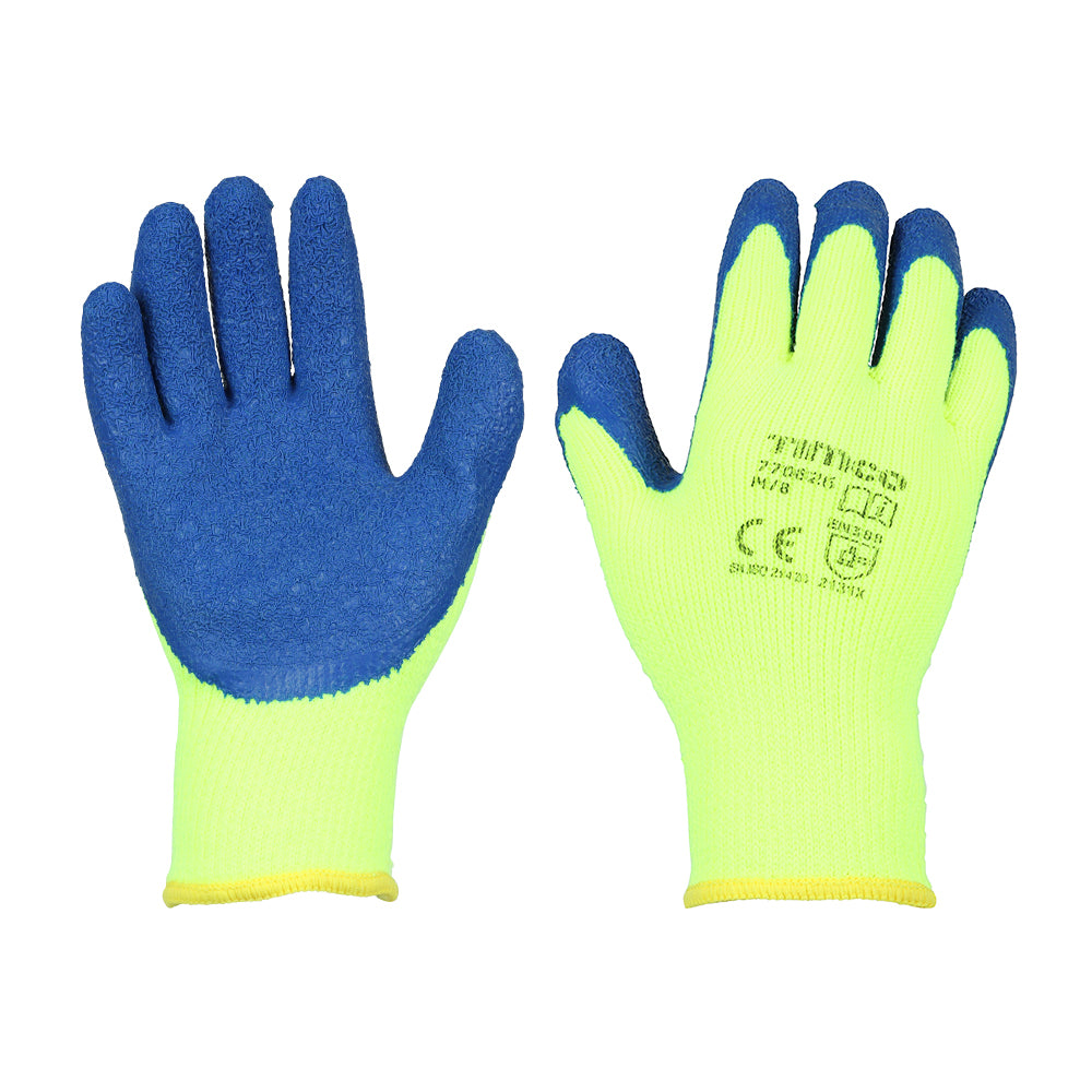 Warm Grip Gloves - Crinkle Latex Coated Polyester - Medium - Backing Card of 1
