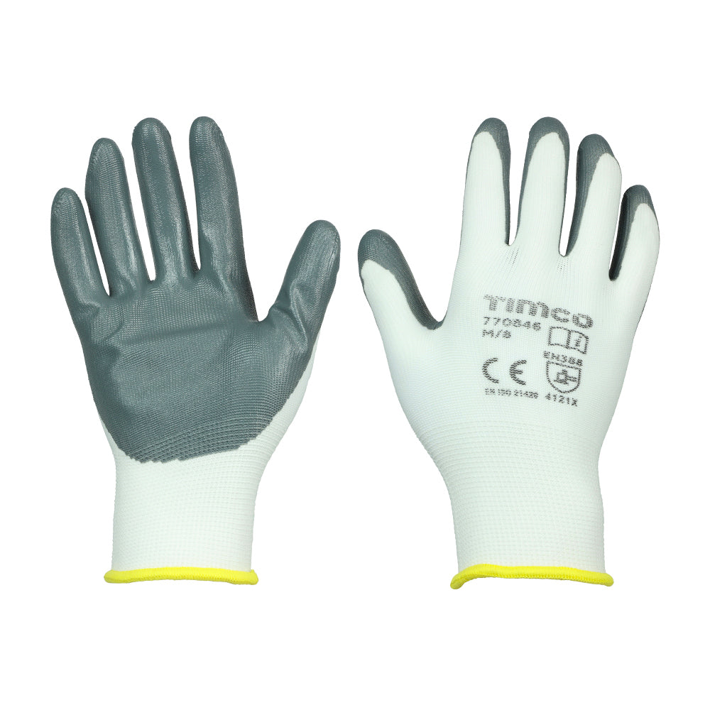Secure Grip Gloves - Smooth Nitrile Foam Coated Polyester - Medium - Backing Card of 1