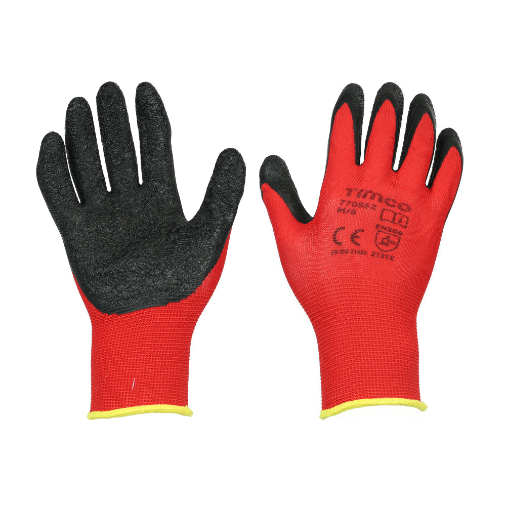 Light Grip Gloves - Crinkle Latex Coated Polyester - Medium - Backing Card of 1