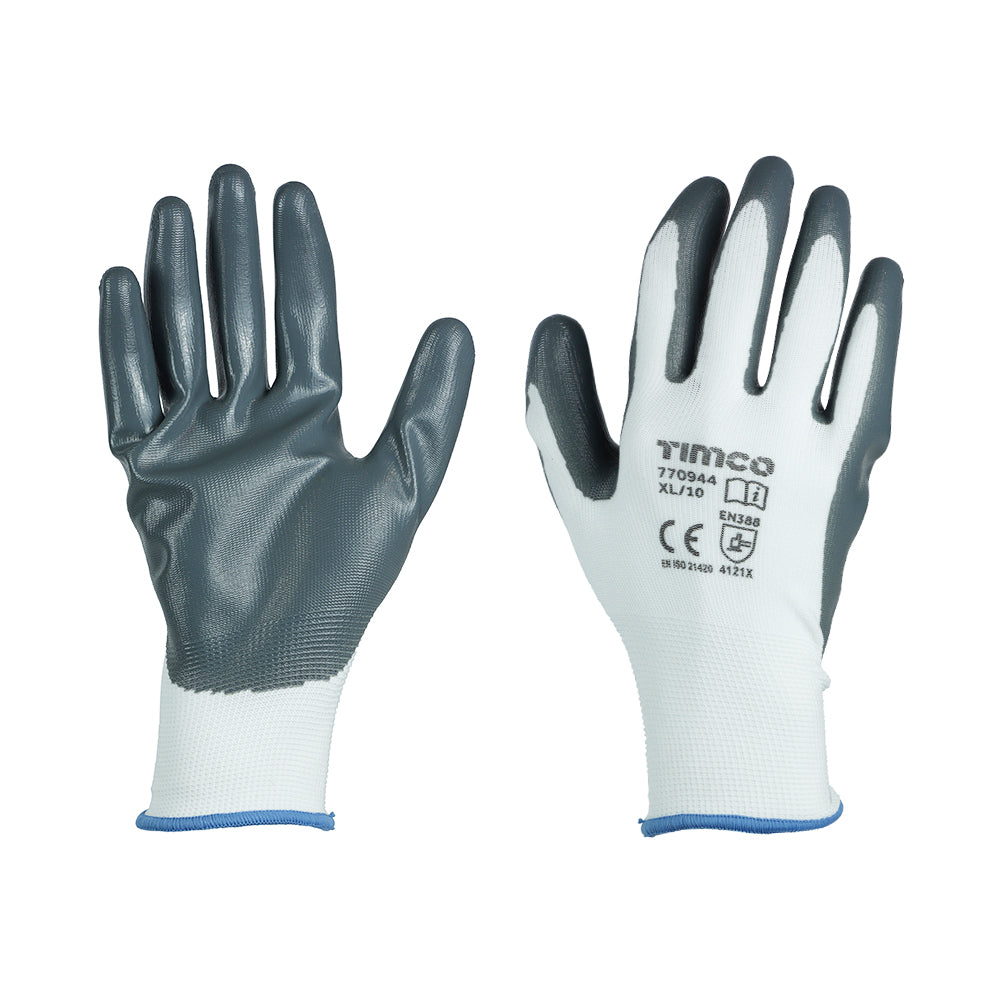 Secure Grip Gloves - Smooth Nitrile Foam Coated Polyester - X Large - Backing Card of 1