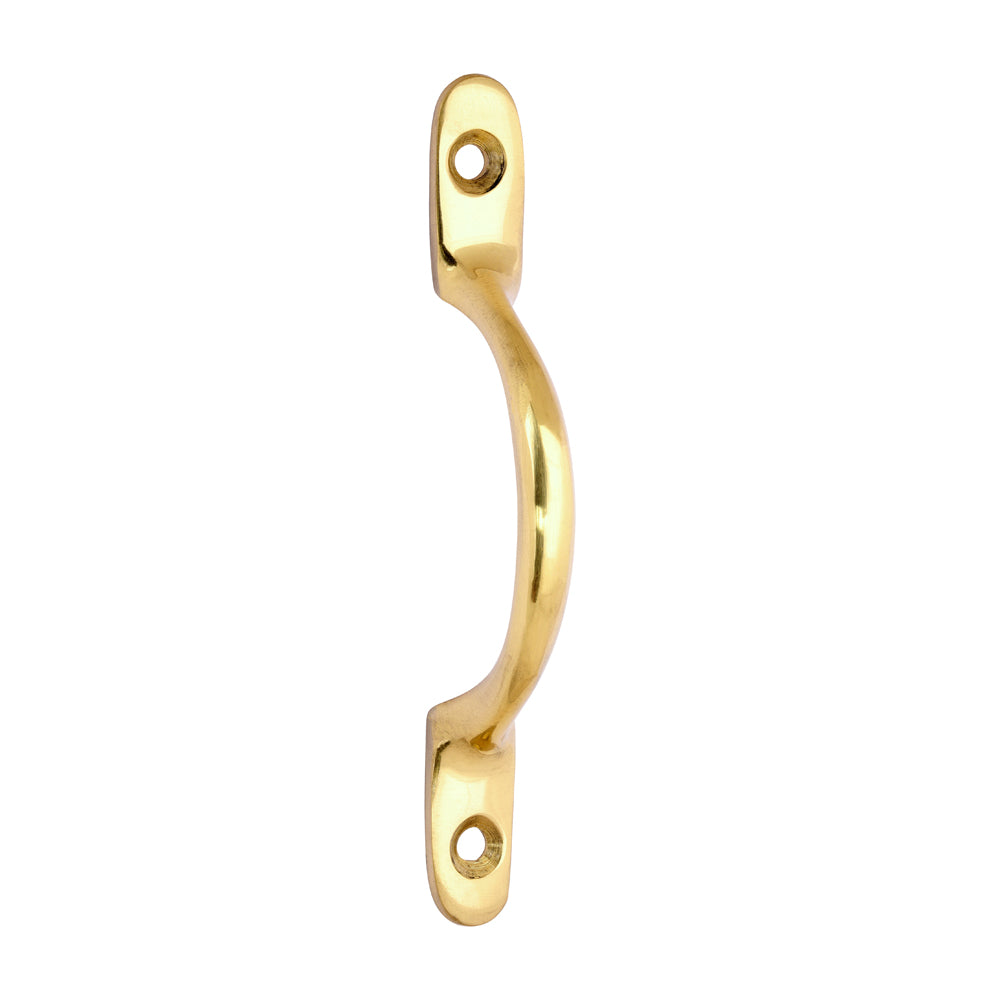 Traditional Pattern Sash Pull Handle - Polished Brass - 100mm - Bag of 1