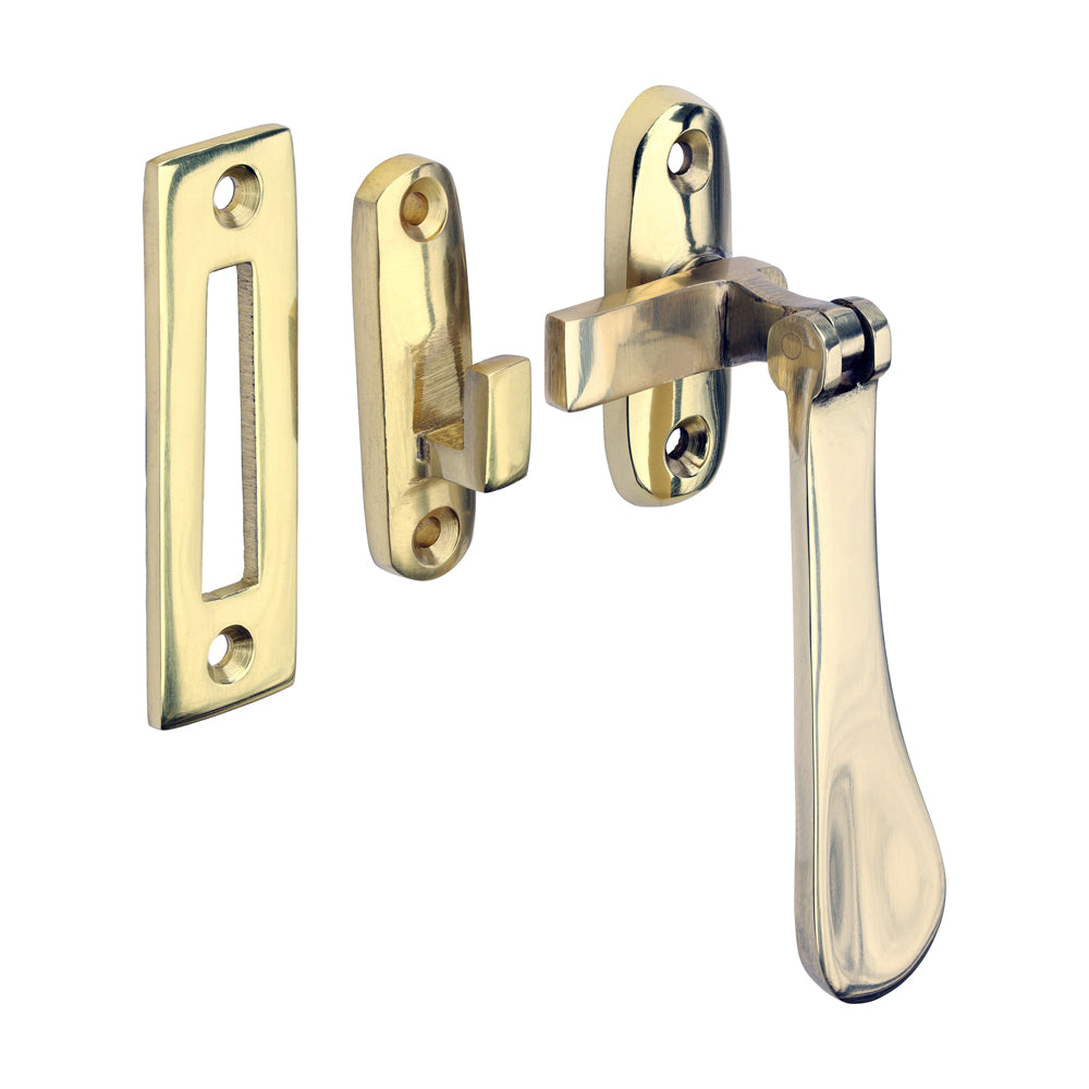 Hook & Mortice Plate Casement Fastener - Polished Brass - 54 x 19 - Bag of 1