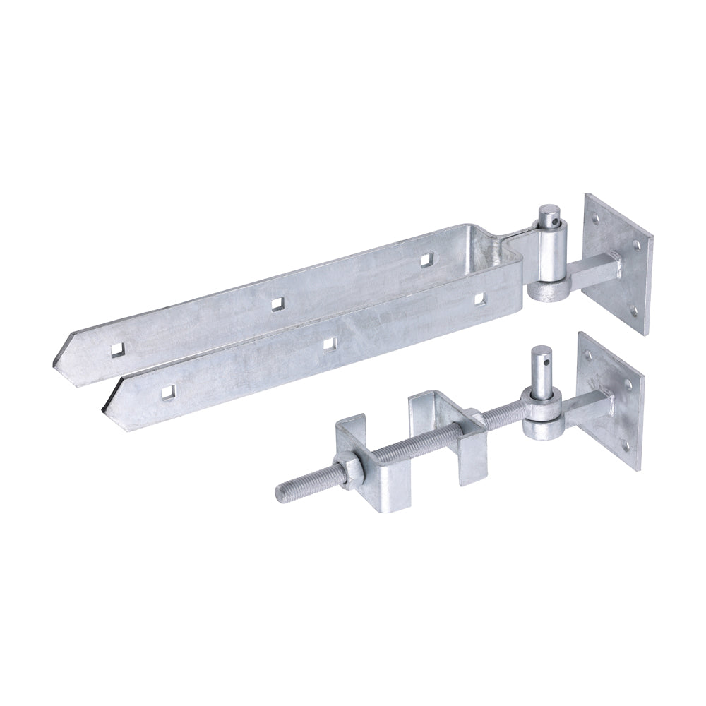 Adjustable Hinge Set With Hook On Plate - Hot Dipped Galvanised - 450mm - Plain Bag of 1