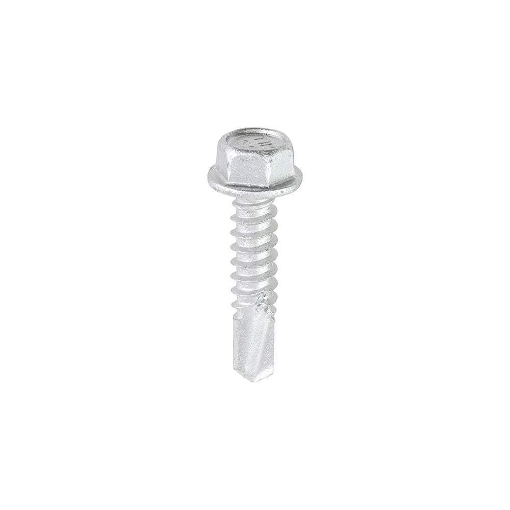 Metal Construction Light Section Screws - Hex - Self-Drilling - Bi-Metal - Exterior - Silver Organic - 5.5 x 25 - Box of 100