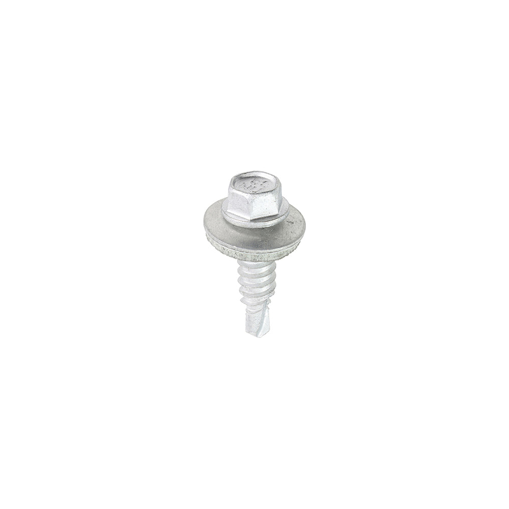 Metal Construction Stitching Screws - For Sheet to Sheet - Hex - EPDM Washer - Bi-Metal - Exterior - Silver Organic - 6.3 x 22 - Box of 100