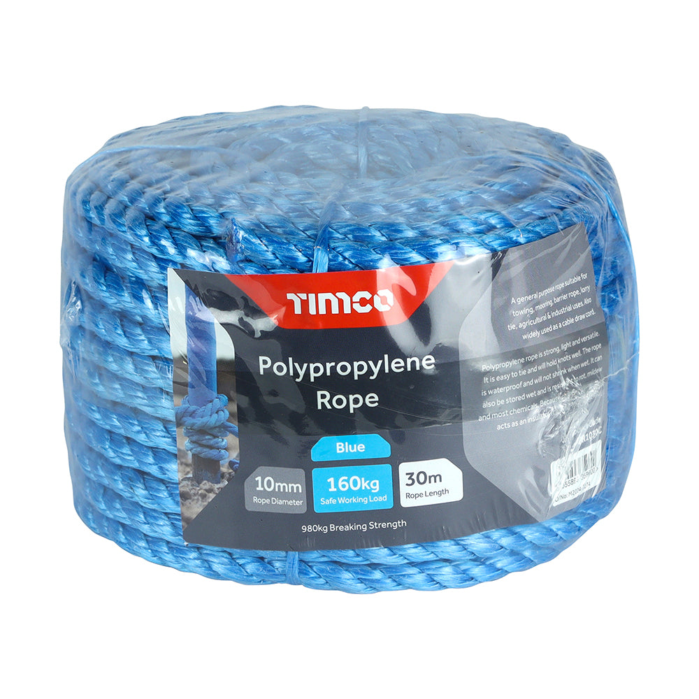 Polypropylene Rope - Blue - Coil - 10mm x 30m - Unit of 1