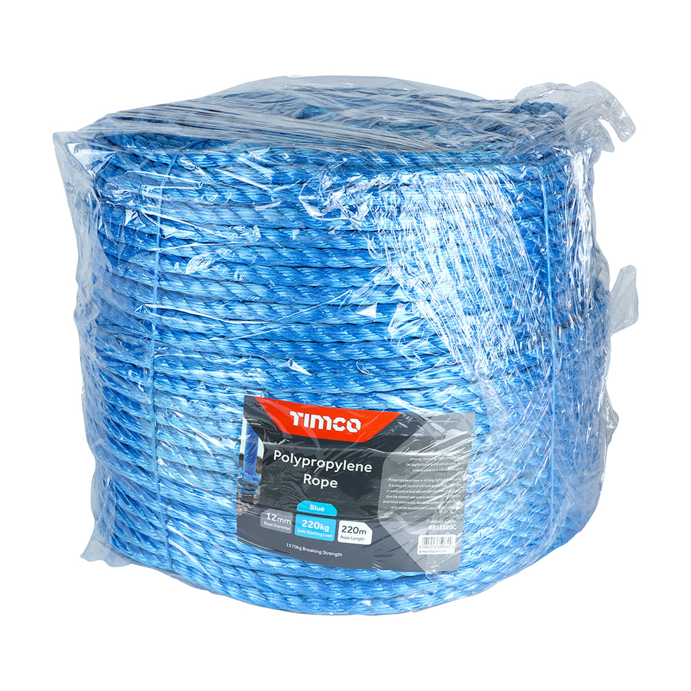 Polypropylene Rope - Blue - Long Coil - 12mm x 220m - Unit of 1