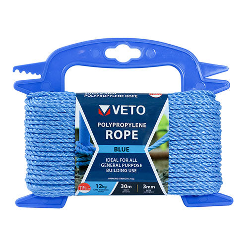 Polypropylene Rope - Blue - Winder - 3mm x 30m - Unit of 1