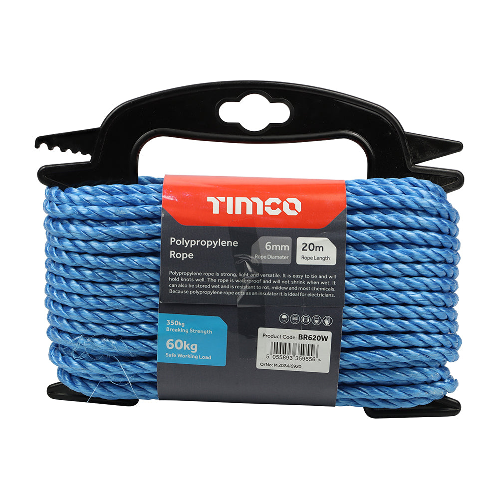 Polypropylene Rope - Blue - Winder - 6mm x 20m - Unit of 1