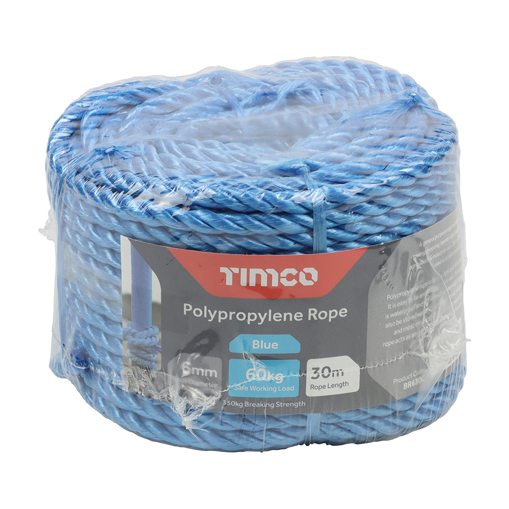 Polypropylene Rope - Blue - Coil - 6mm x 30m - Unit of 1