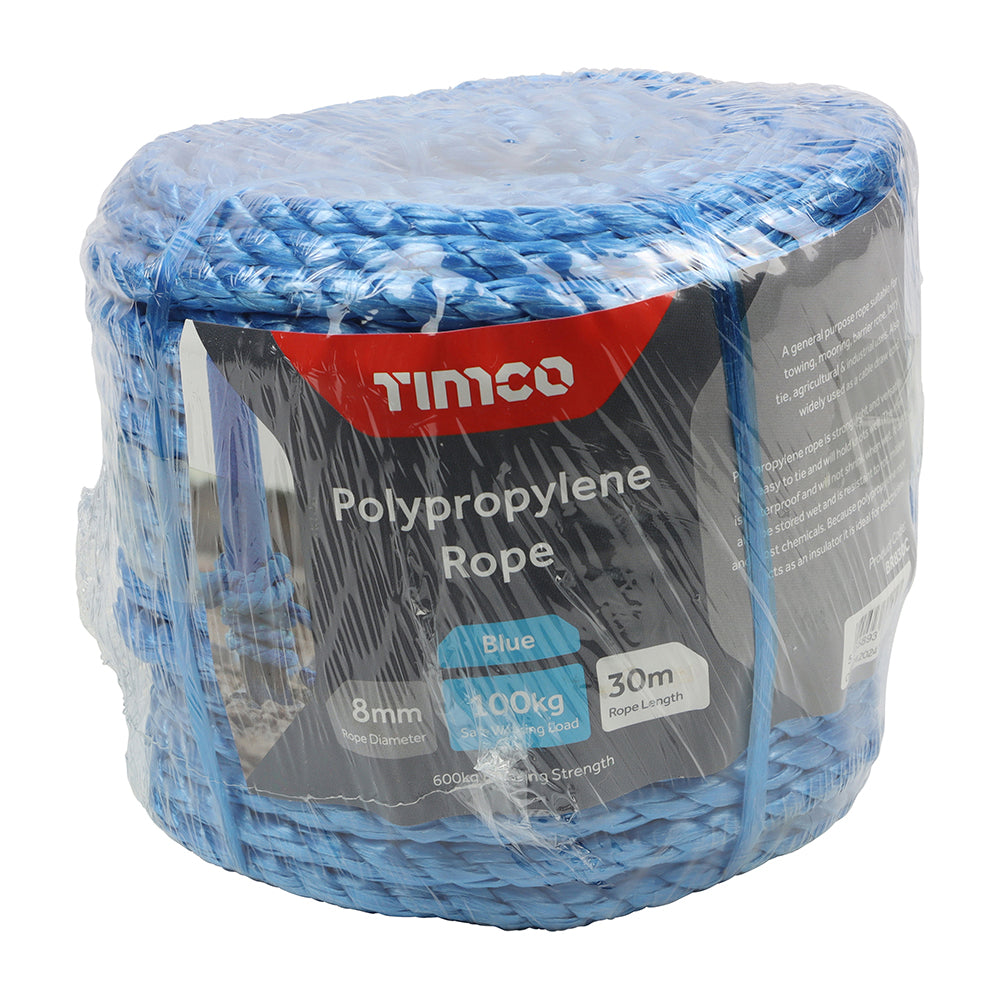 Polypropylene Rope - Blue - Coil - 8mm x 30m - Unit of 1
