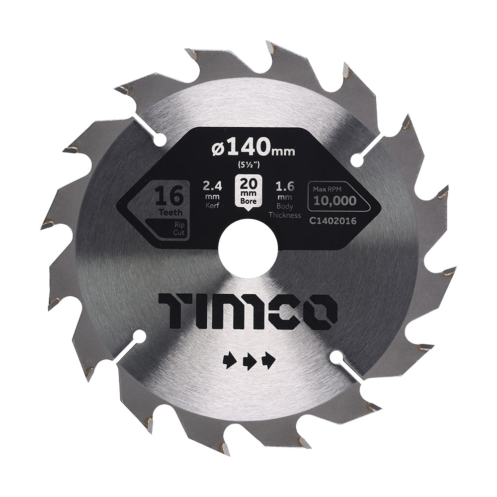 Circular Saw Blade - General Purpose - Coarse/Medium - 140 x 20 x 16T - Clamshell of 1