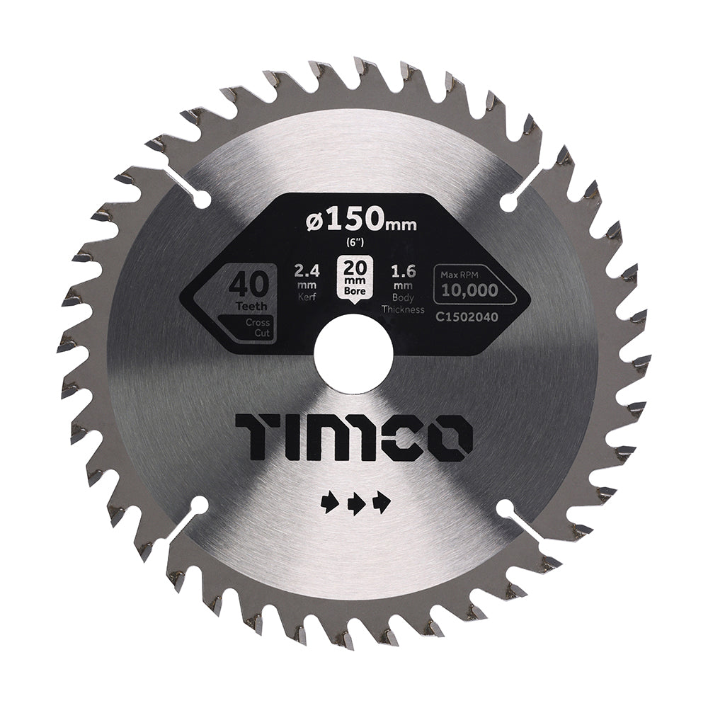 Circular Saw Blade - Trimming/Crosscut - Medium/Fine - 150 x 20 x 40T - Clamshell of 1