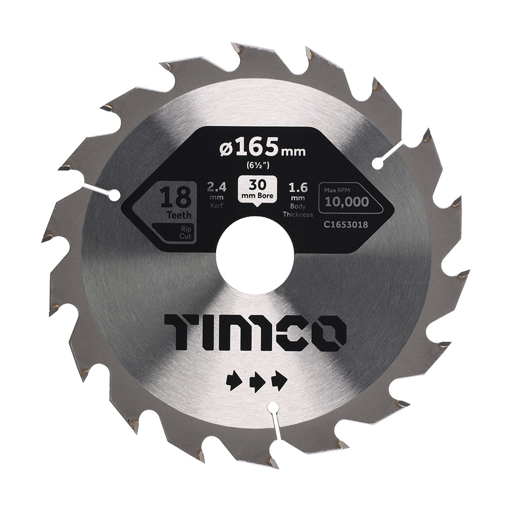 Circular Saw Blade - Combination - Medium - 165 x 30 x 18T - Clamshell of 1