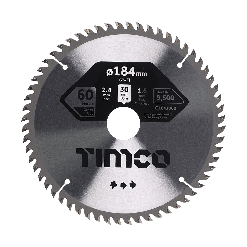 Circular Saw Blade - Fine Trim/Finishing - Extra Fine - 184 x 30 x 60T - Clamshell of 1