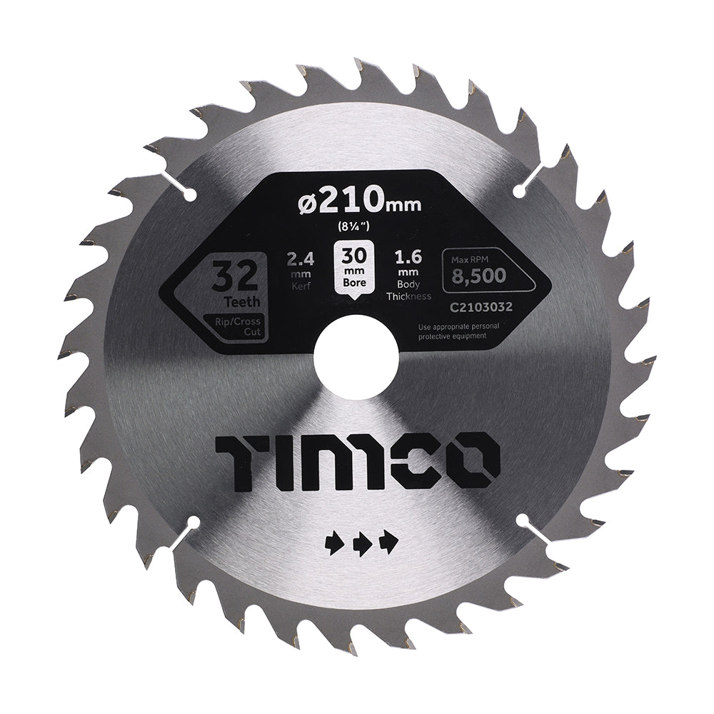 Circular Saw Blade - General Purpose - Coarse/Medium - 210 x 30 x 32T - Clamshell of 1