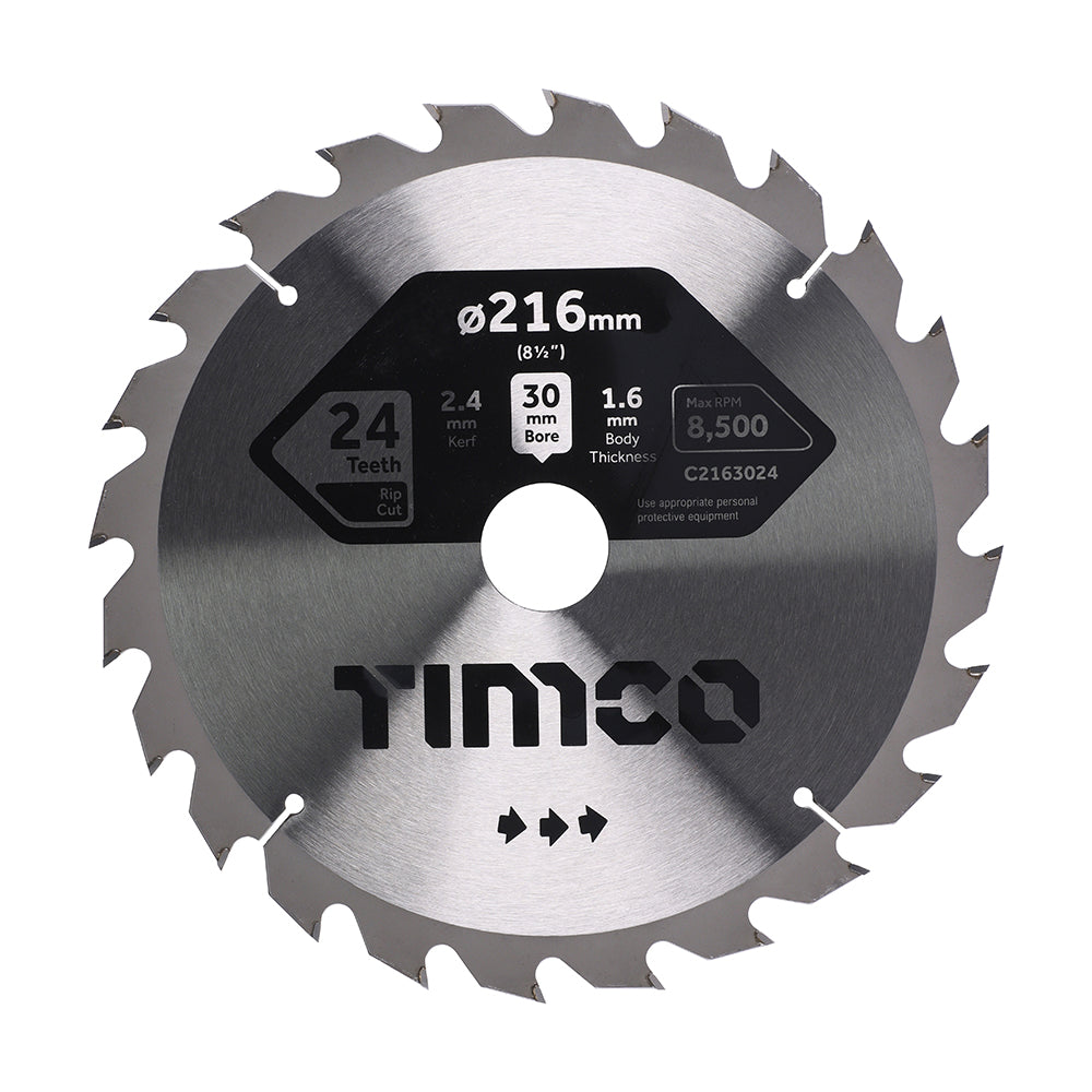 Circular Saw Blade - General Purpose - Coarse/Medium - 216 x 30 x 24T - Clamshell of 1