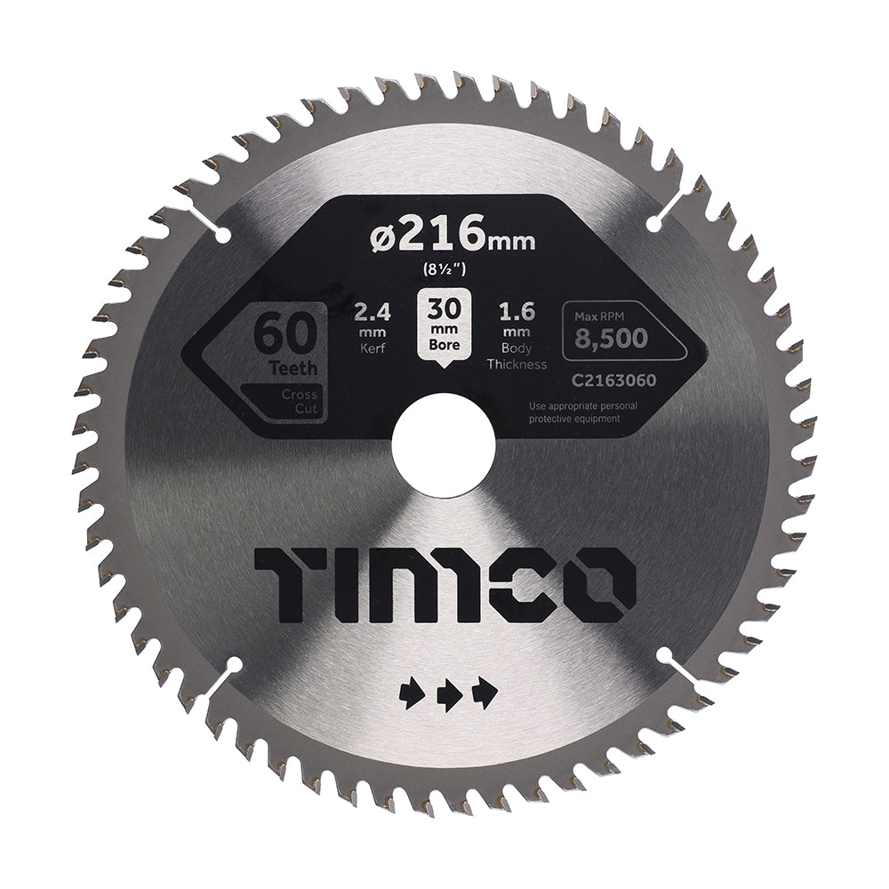 Circular Saw Blade - Fine Trim/Finishing - Extra Fine - 216 x 30 x 60T - Clamshell of 1