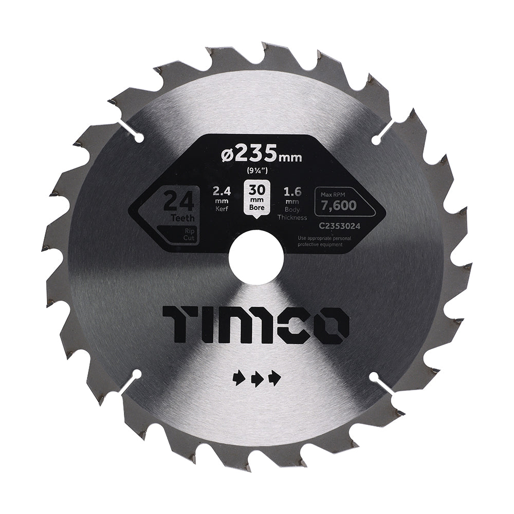 Circular Saw Blade - General Purpose - Coarse/Medium - 235 x 30 x 24T - Clamshell of 1