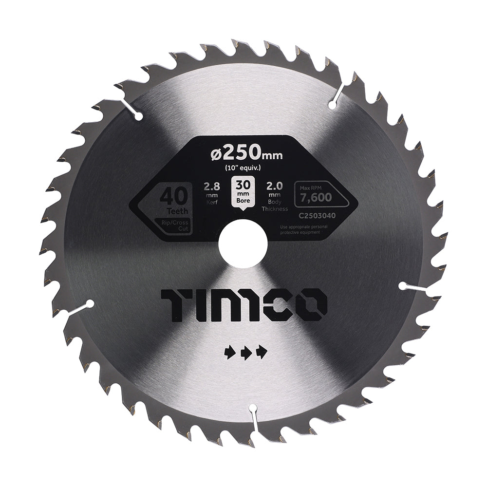 Circular Saw Blade - Combination - Medium - 250 x 30 x 40T - Clamshell of 1