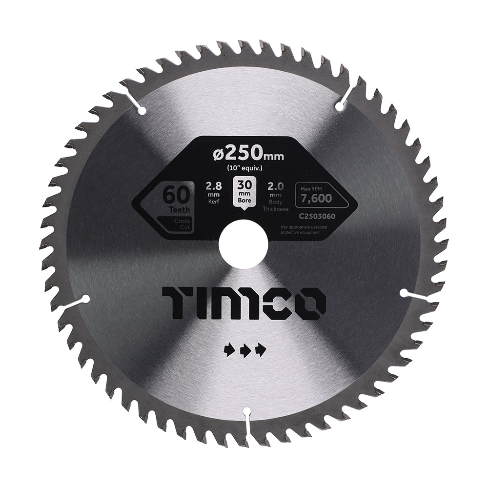 Circular Saw Blade - Trimming/Crosscut - Medium/Fine - 250 x 30 x 60T - Clamshell of 1
