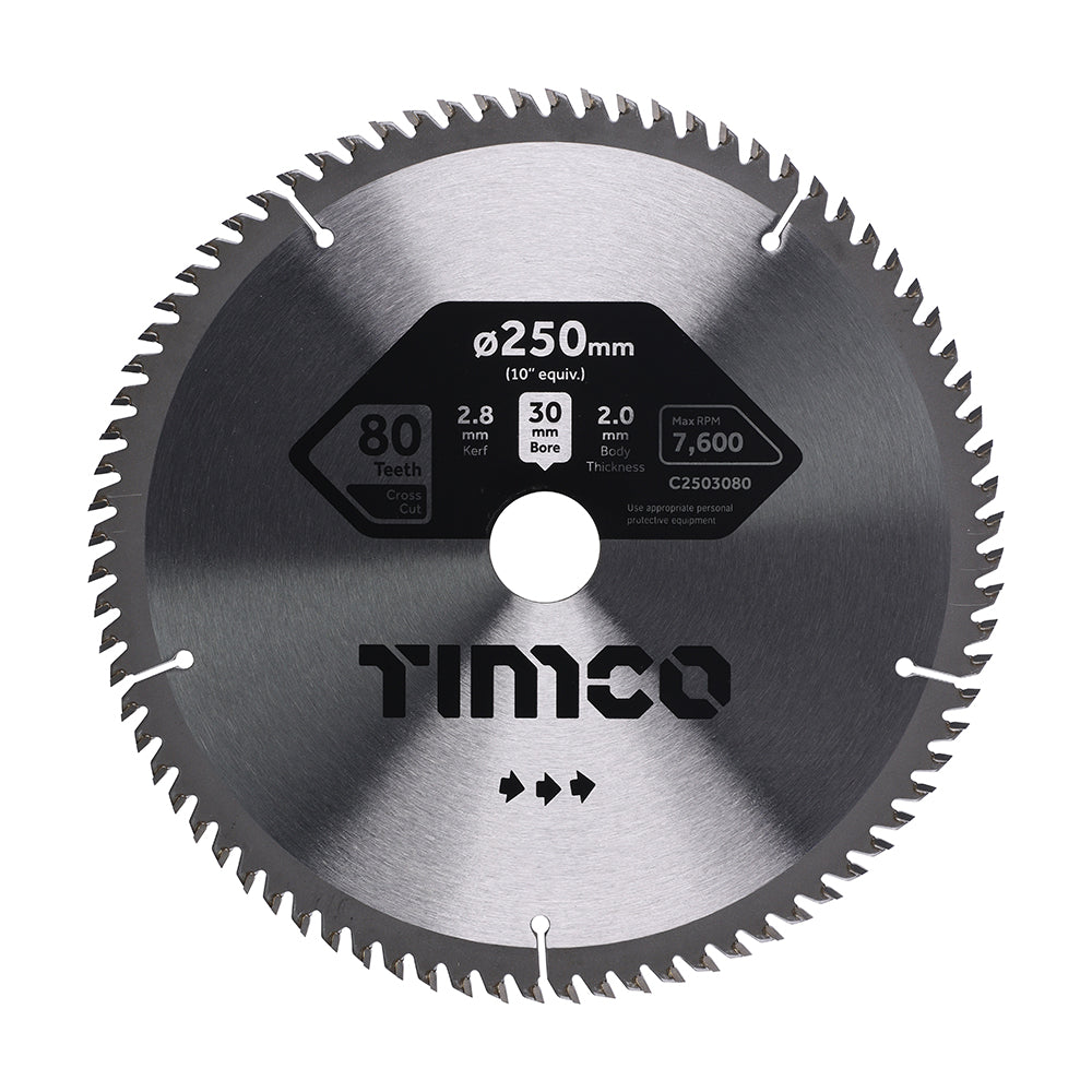 Circular Saw Blade - Fine Trim/Finishing - Extra Fine - 250 x 30 x 80T - Clamshell of 1