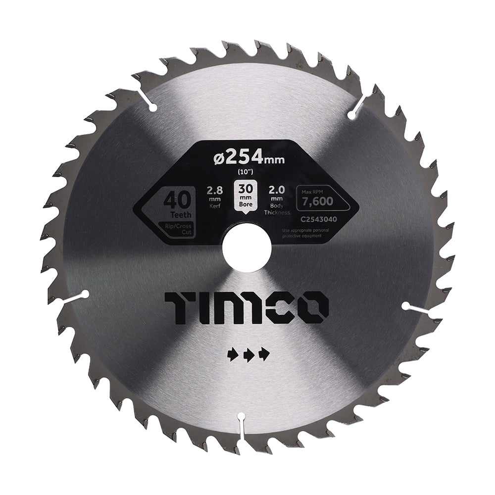 Circular Saw Blade - Combination - Medium - 254 x 30 x 40T - Clamshell of 1