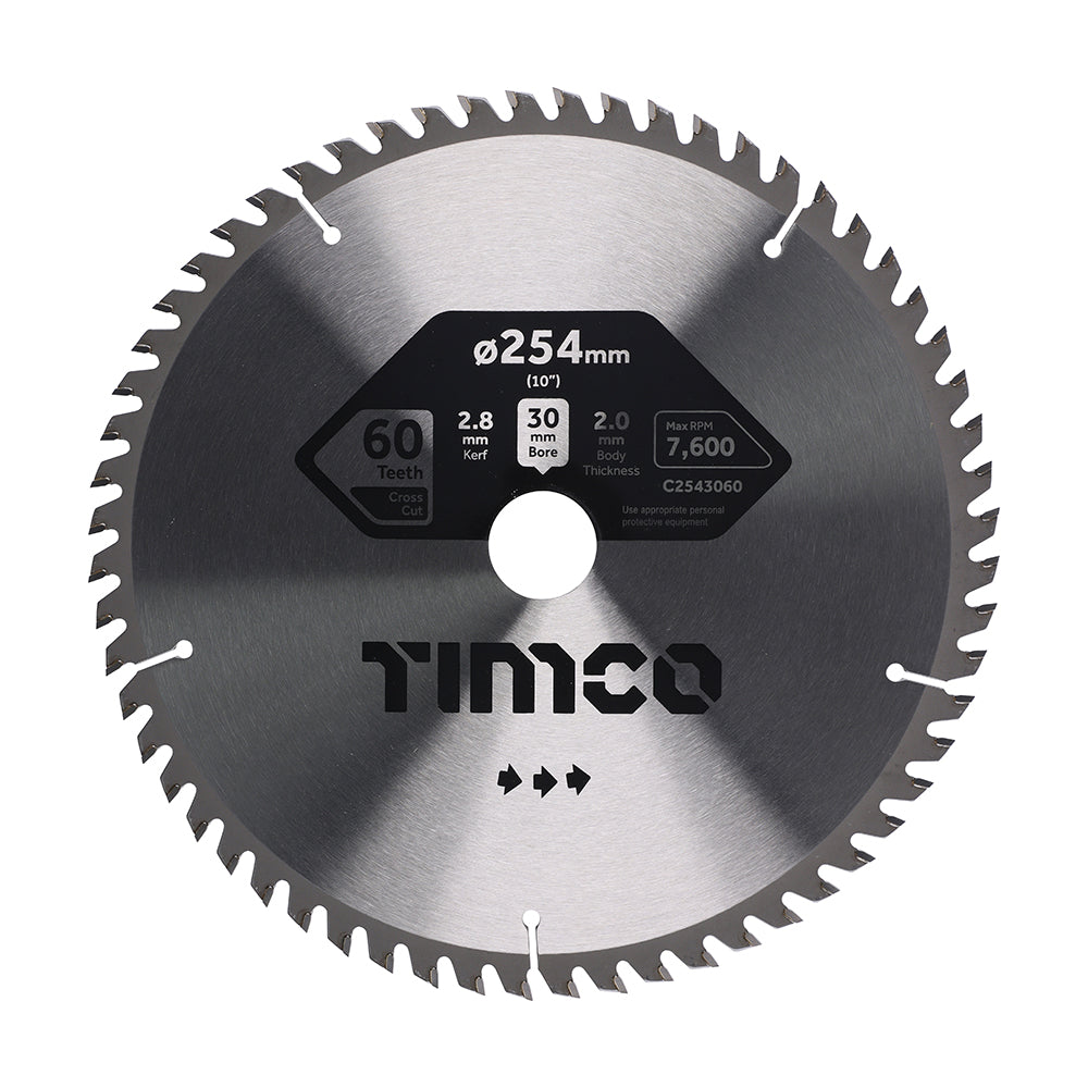 Circular Saw Blade - Trimming/Crosscut - Medium/Fine - 254 x 30 x 60T - Clamshell of 1