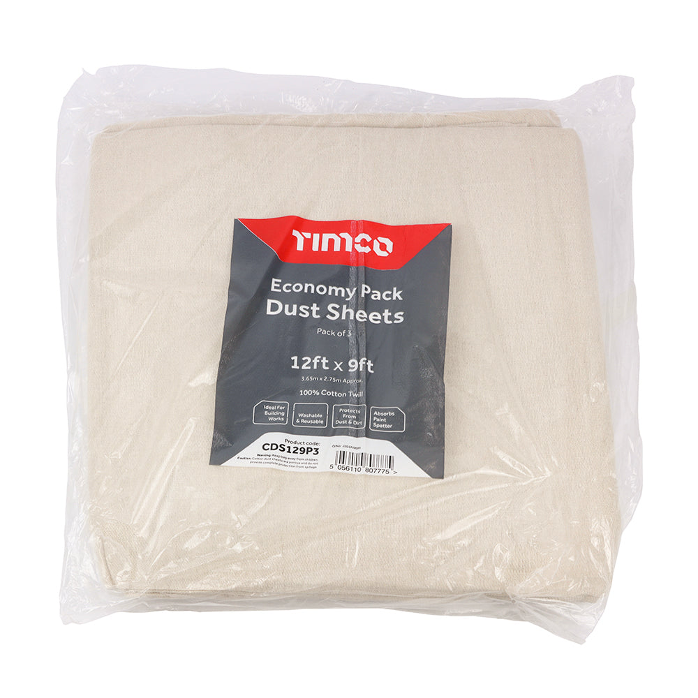Economy Dust Sheets - 12ft x 9ft - Bag of 3