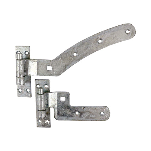 Pair of Curved Rail Hinge Set - Left Hand - Hot Dipped Galvanised - 300mm - Plain Bag of 1