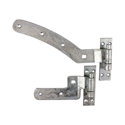 Pair of Curved Rail Hinge Set - Right Hand - Hot Dipped Galvanised - 300mm - Plain Bag of 1