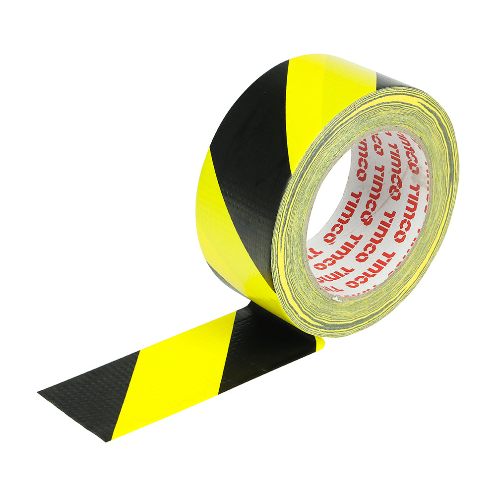 Hazard Warning Cloth Tape - Yellow and Black - 33m x 50mm - Roll of 1