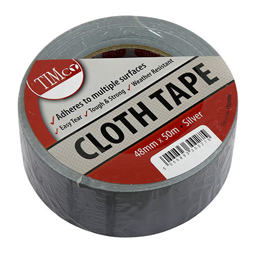 Cloth Tape - Silver - 50m x 48mm - Roll of 1