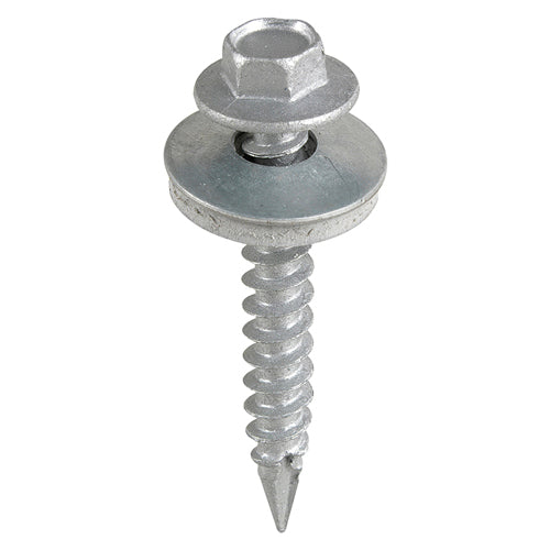 Metal Construction Thin Sheet Metal to Timber Screws - Hex - EPDM Washer - Slash Point - Exterior - Silver Organic - 6.3 x 32 - TIMbag of 120