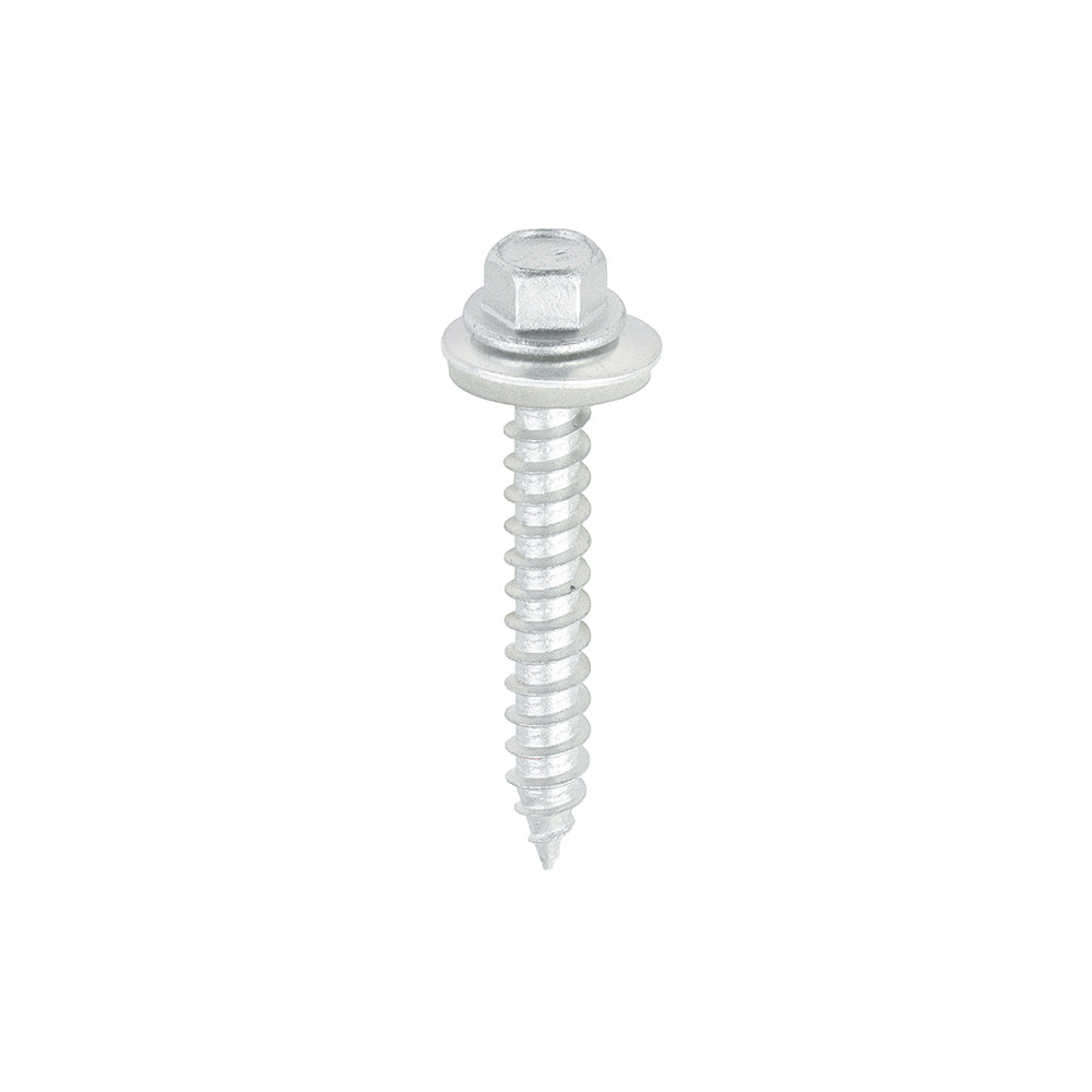 Metal Construction Thin Sheet Metal to Timber Screws - Hex - EPDM Washer - Slash Point - Exterior - Silver Organic - 6.3 x 45 - TIMbag of 90