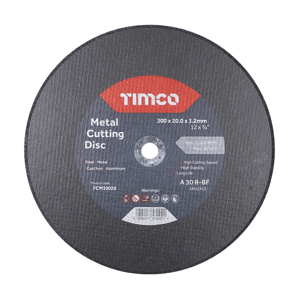 Bonded Abrasive Disc - For Cutting - 300 x 20.0 x 3.2 - Box of 25