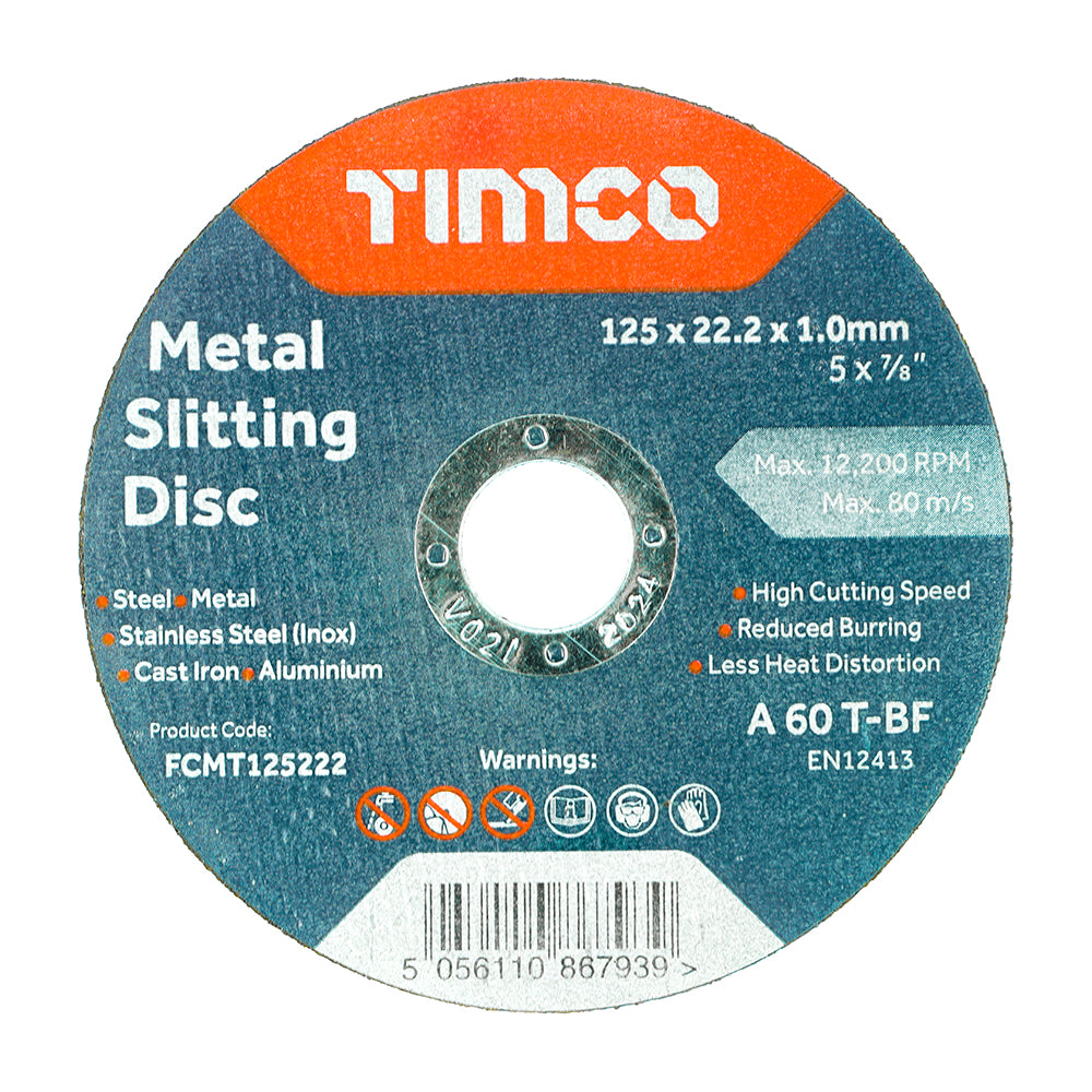 Bonded Abrasive Disc - For Cutting - 125 x 22.2 x 1.0 - Box of 25