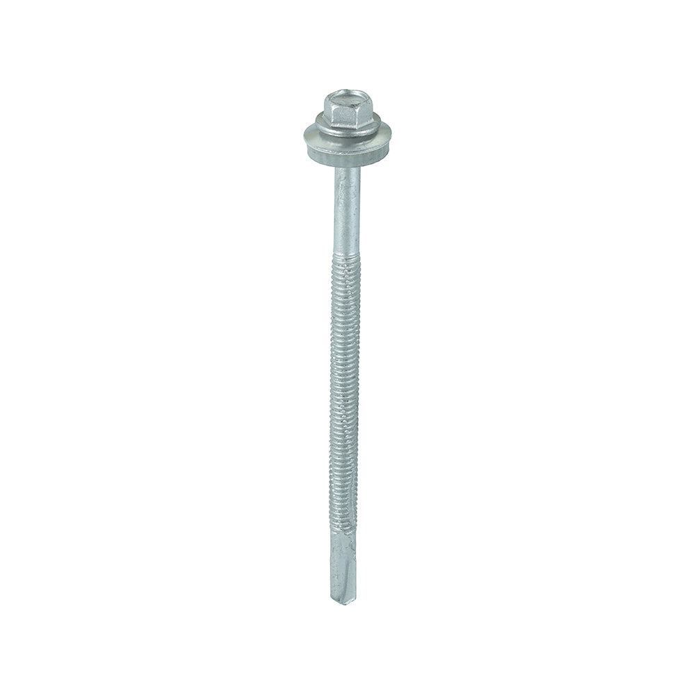 Metal Construction Heavy Section Screws - Hex - EPDM Washer - Self-Drilling - Exterior - Silver Organic - 5.5 x 100 - Box of 100
