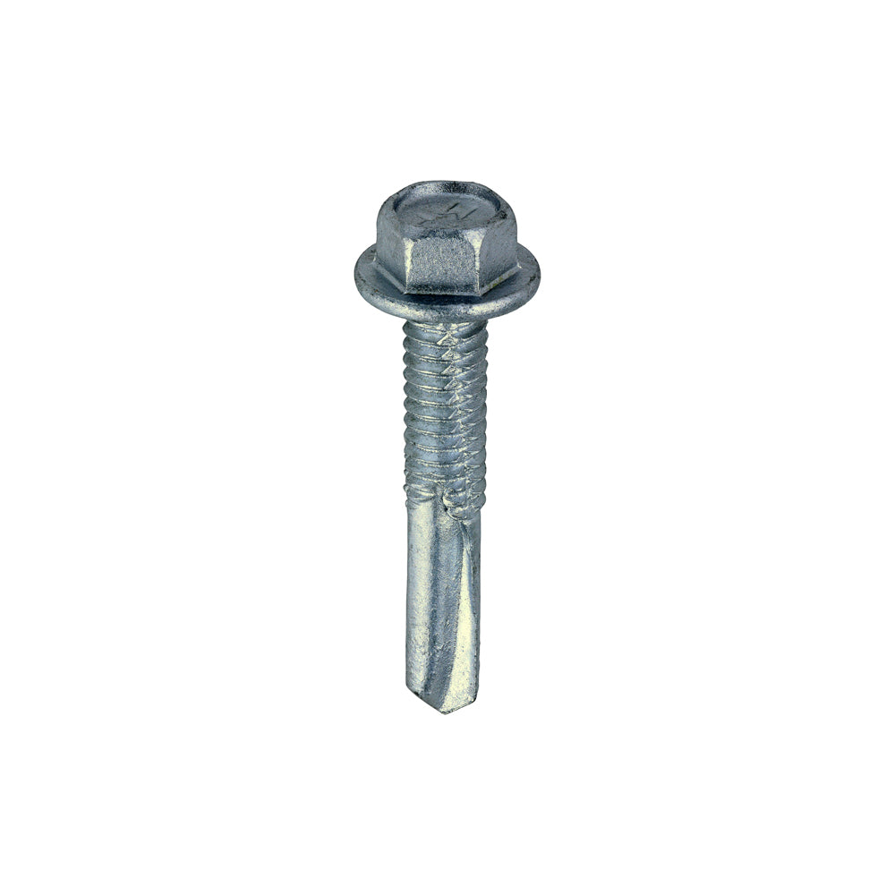 Metal Construction Heavy Section Screws - Hex - Self-Drilling - Exterior - Silver Organic - 5.5 x 32 - Box of 100