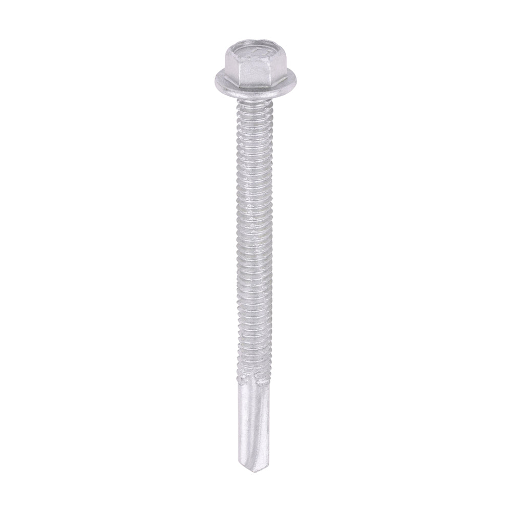 Metal Construction Heavy Section Screws - Hex - Self-Drilling - Exterior - Silver Organic - 5.5 x 65 - Box of 100
