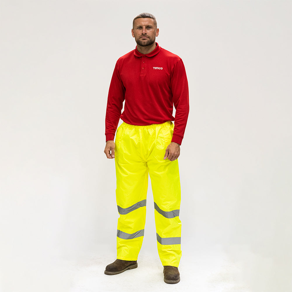 Hi-Visibility Elasticated Waist Trousers - Yellow - Medium - Bag of 1
