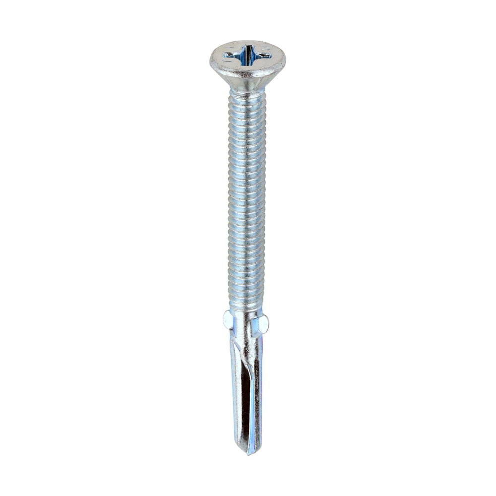 Metal Construction Timber to Heavy Section Screws - Countersunk - Wing-Tip - Self-Drilling - Zinc - 5.5 x 65 - Box of 200