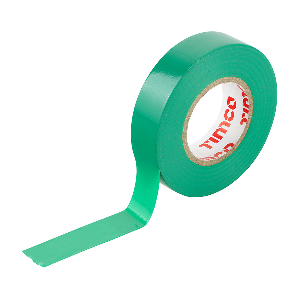 PVC Insulation Tape - Green - 25m x 18mm - Roll Pack of 10