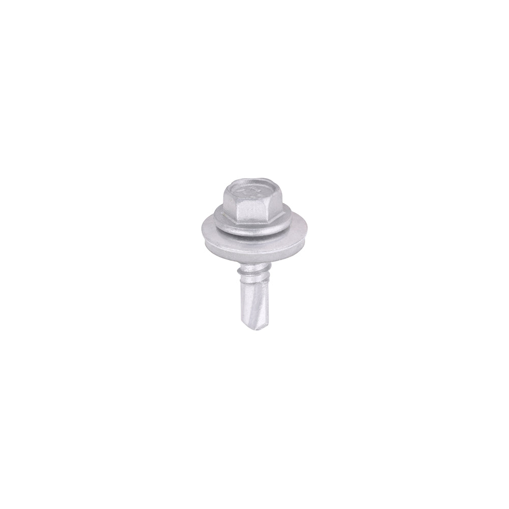 Metal Construction Light Section Screws - Hex - EPDM Washer - Self-Drilling - Exterior - Silver Organic - 5.5 x 19 - Box of 100