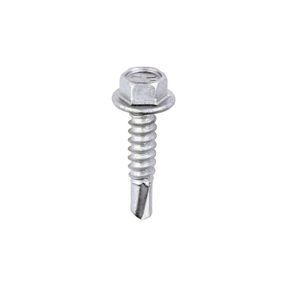 Metal Construction Light Section Screws - Hex - Self-Drilling - Exterior - Silver Organic - 5.5 x 25 - Box of 100
